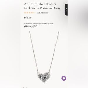 Ari Heart Silver Pendant Necklace in Platinum Drusy
